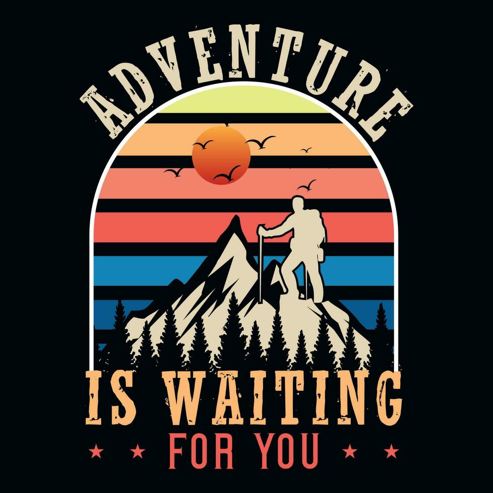 Mountain hiking graphics tshirt design vector