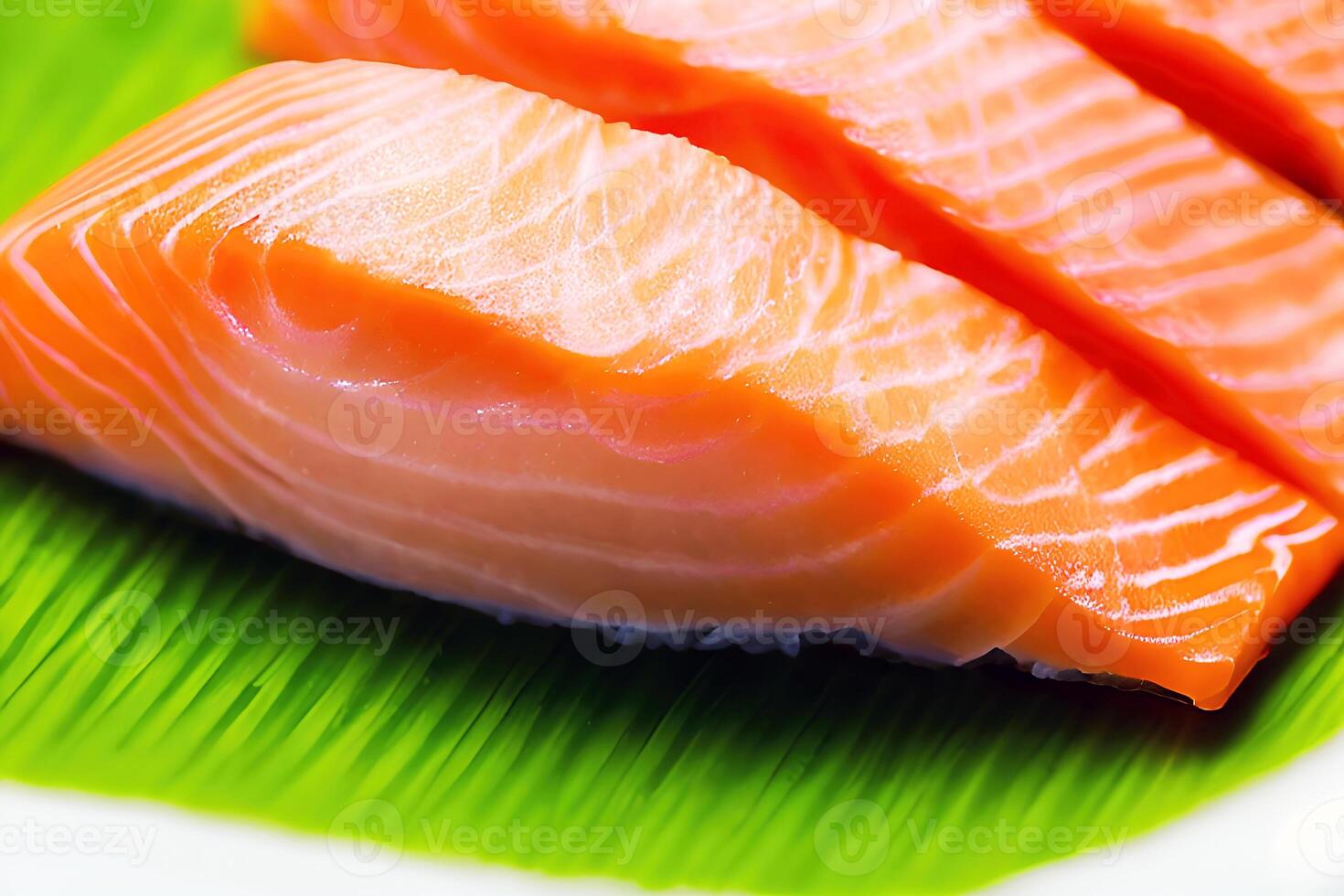 Closeup Salmon sashimi, Generative AI photo