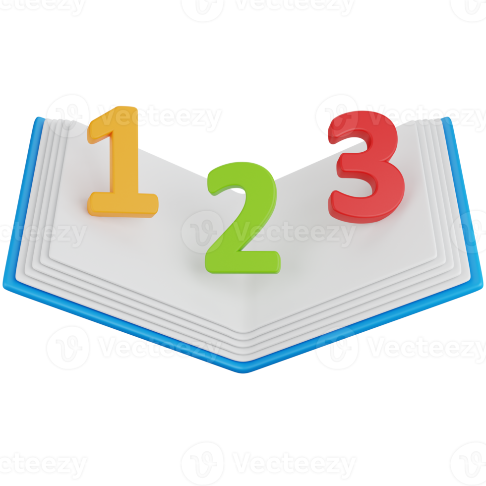 3D Icon Illustration Learning to Count Books png