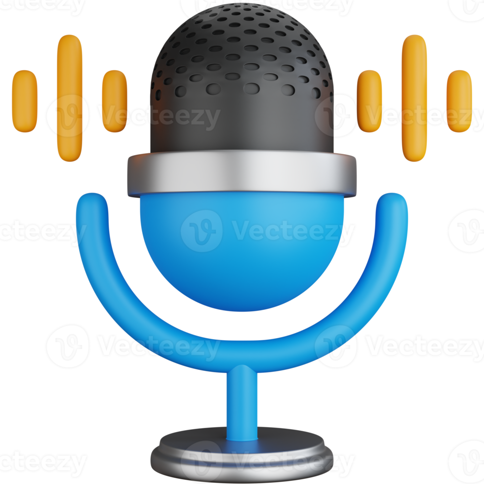 3D Icon Illustration Podcast Microphone With Sound Waves png