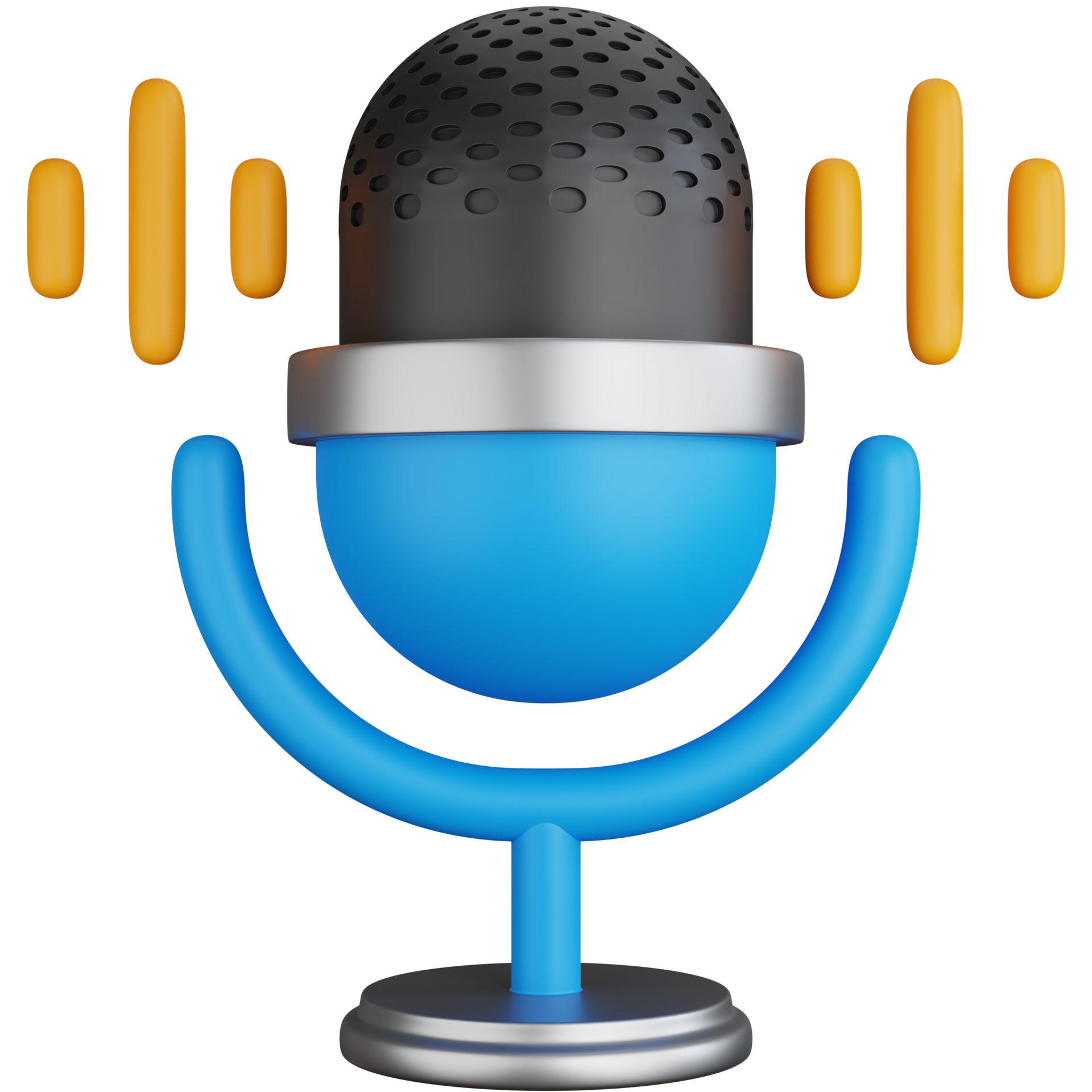 Free 3d Icon Illustration Podcast Microphone With Sound Waves 22679504