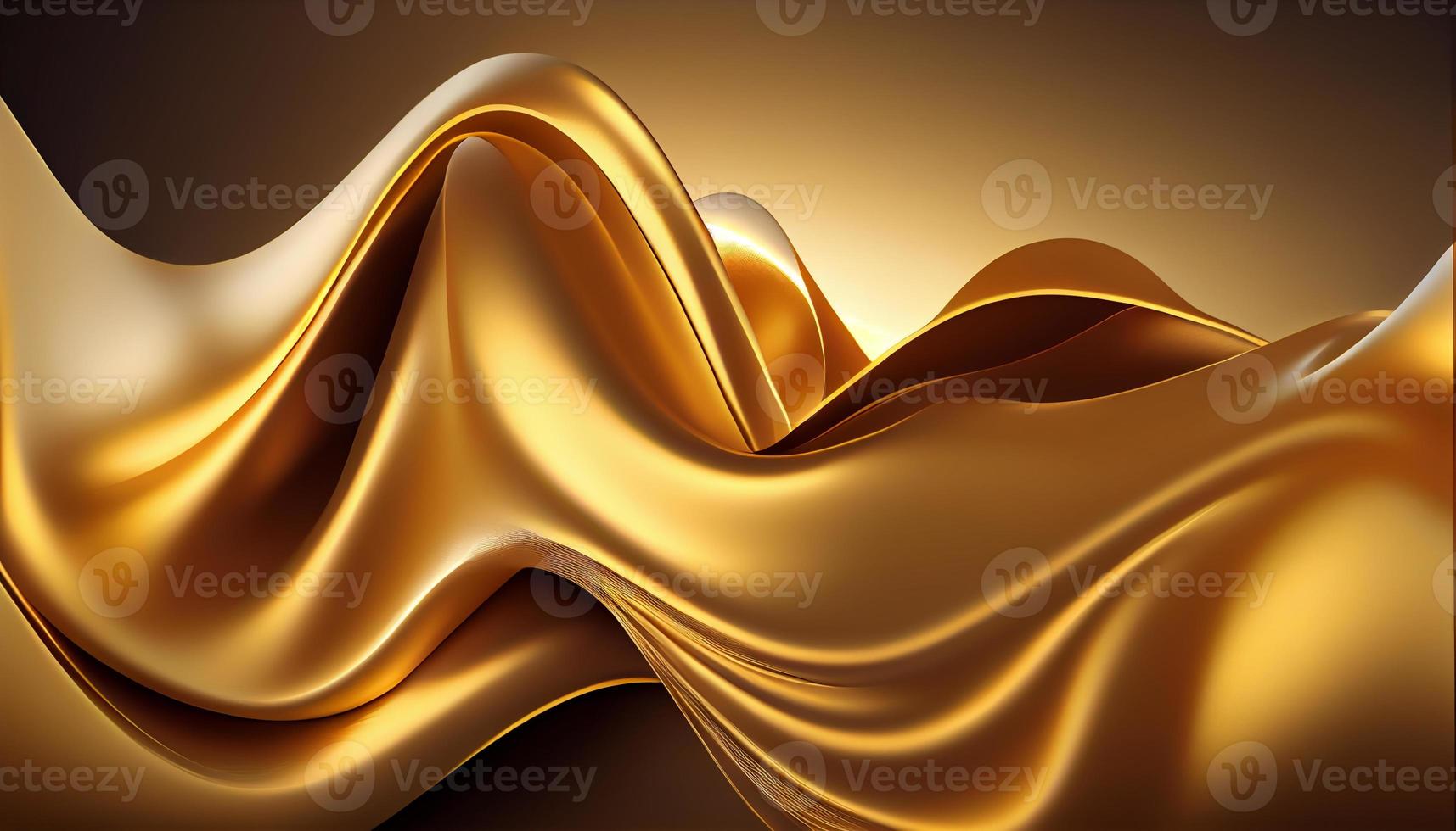 Golden Silk Waves Background. Generate Ai. photo
