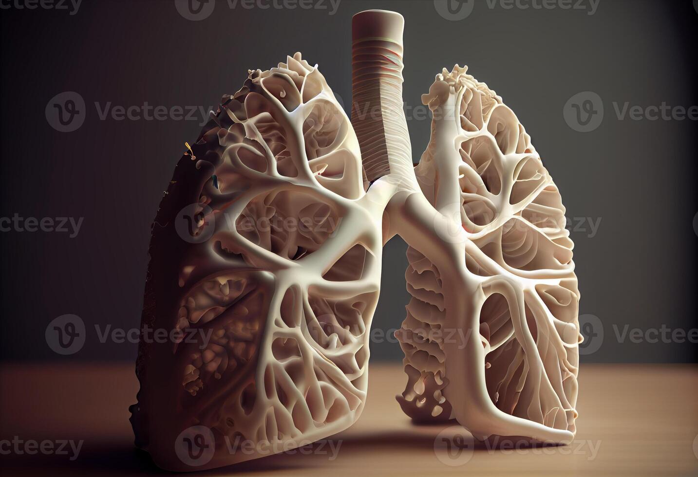 Human Lung model illness, Lung cancer and lung disease. Generate Ai. photo