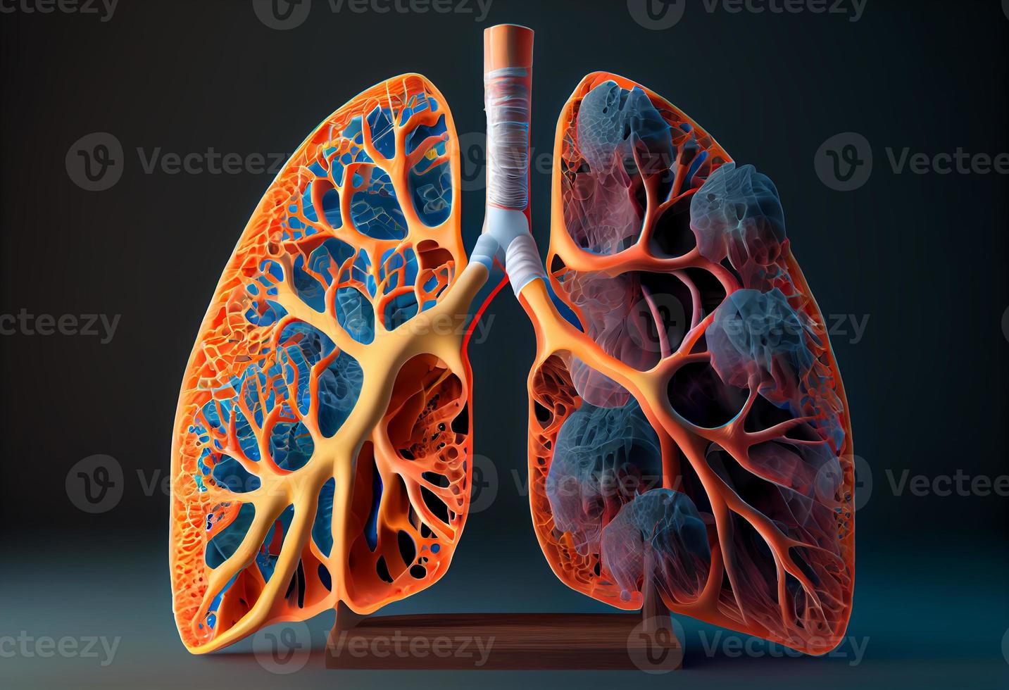 Human Lung model illness, Lung cancer and lung disease. Generate Ai. photo