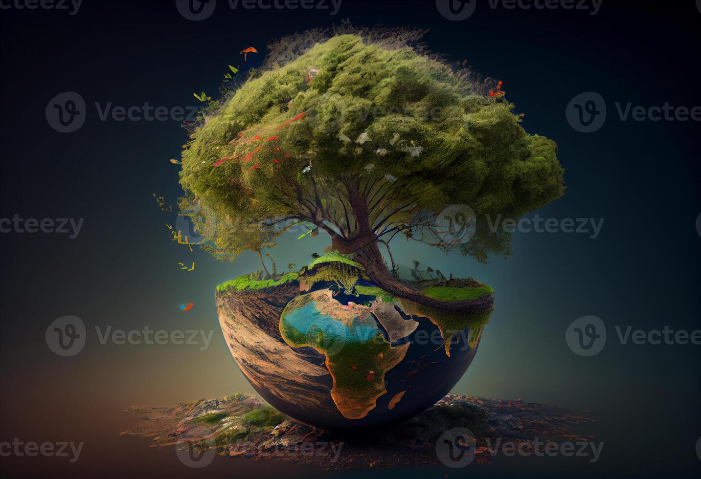 Planet Earth.Celebrate Arbor Day. Generate Ai. photo