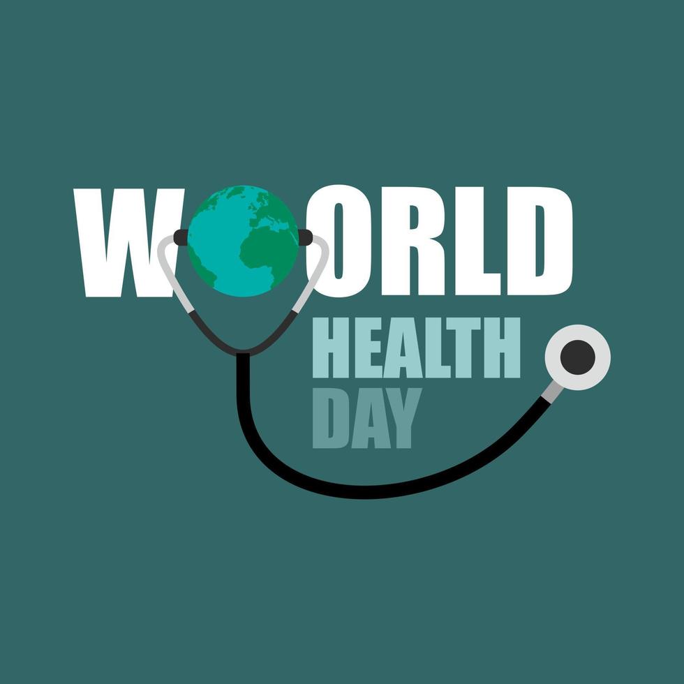 mundo salud día nuestra planeta nuestra salud mundo salud día mundo salud día concepto diseño con estetoscopio vector