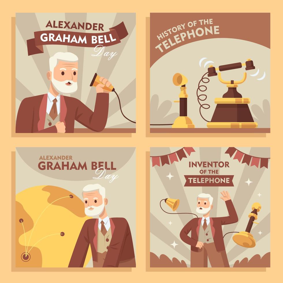 Alexander Graham Bell Day Social Media Post vector