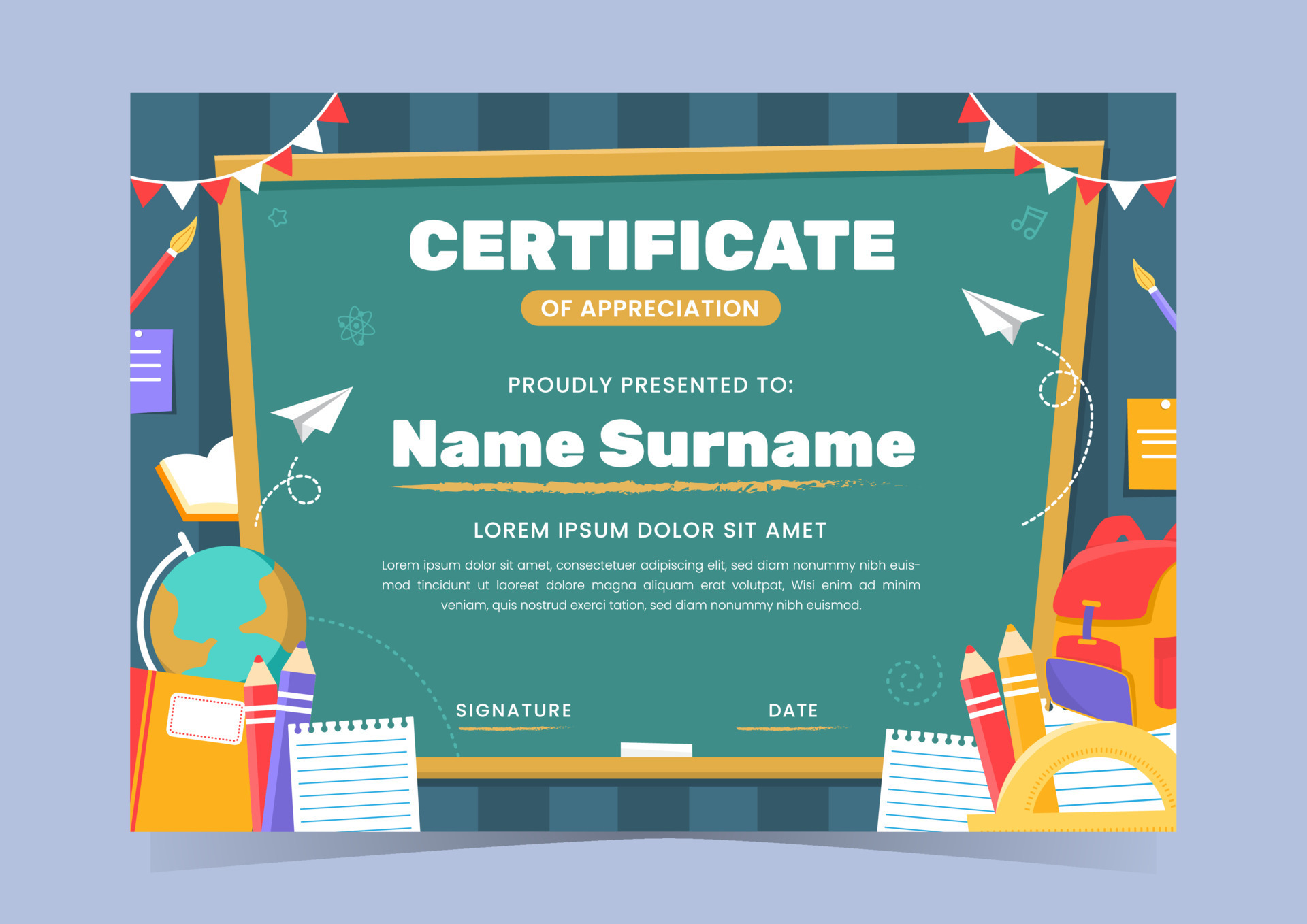 School Certificate Template 22679993 Vector Art At Vecteezy