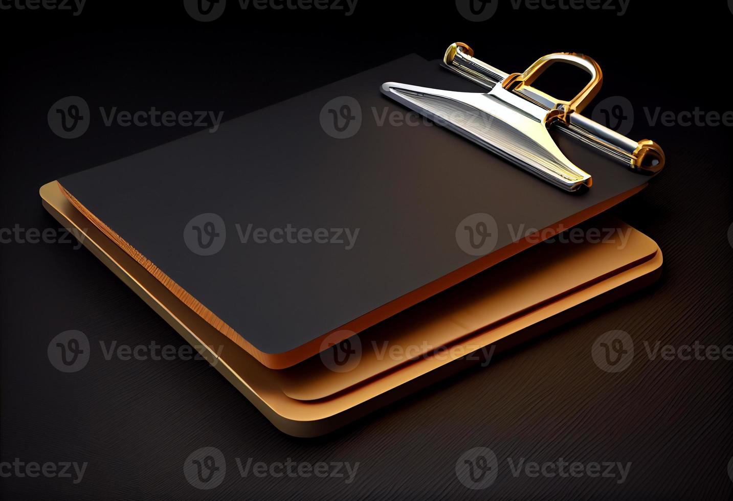 3D clipboard on dark background. 3d render illustration . Generate Ai. photo