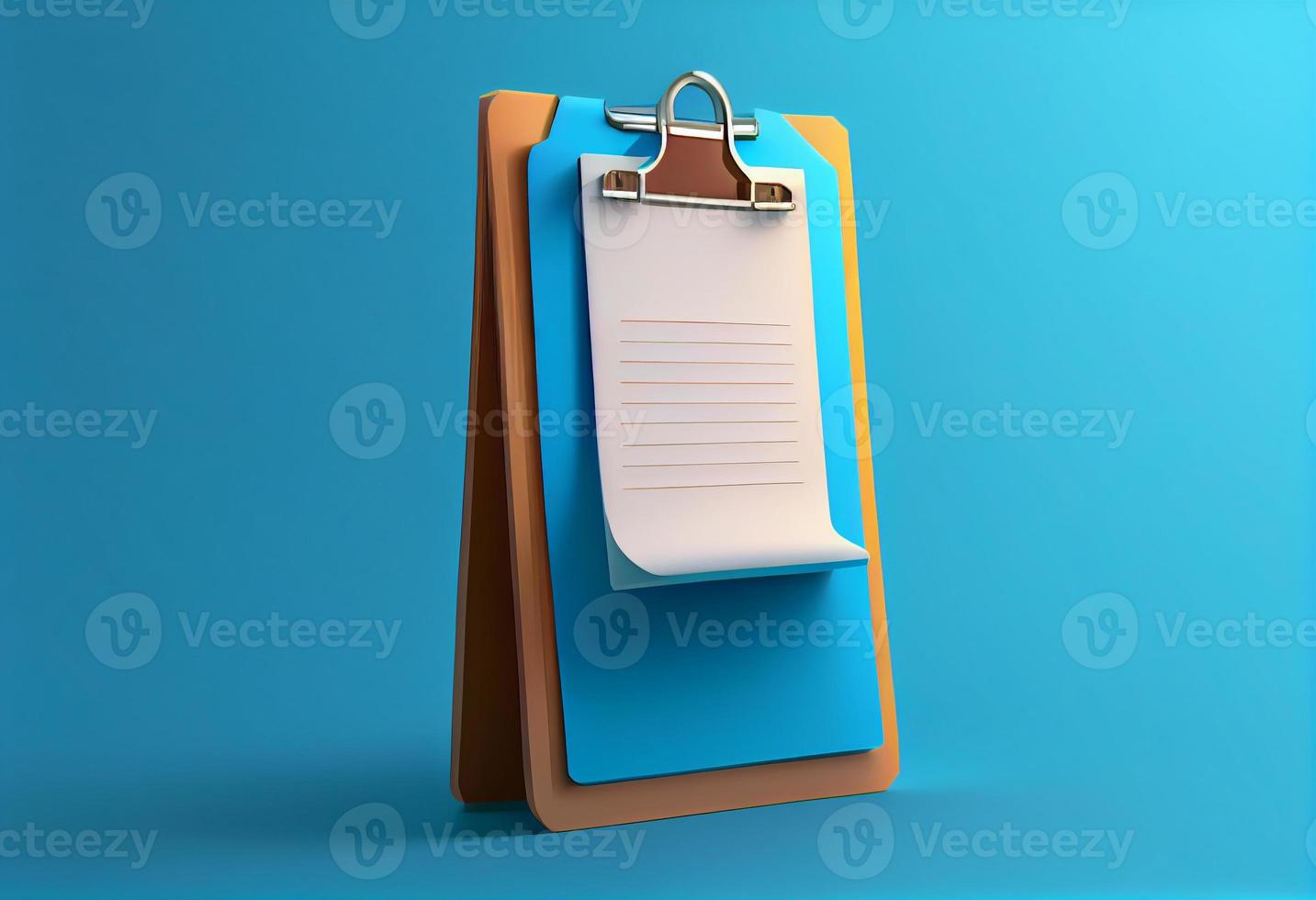 3D clipboard on blue background. Generate Ai. photo