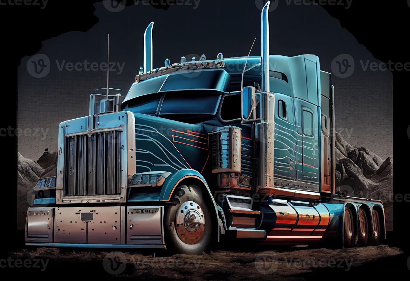 Semi Truck. Trucking and Shipping Theme. Generate Ai. photo