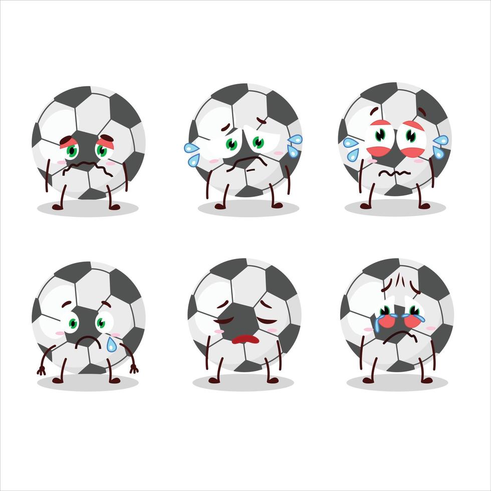 fútbol pelota dibujos animados personaje con triste expresión vector