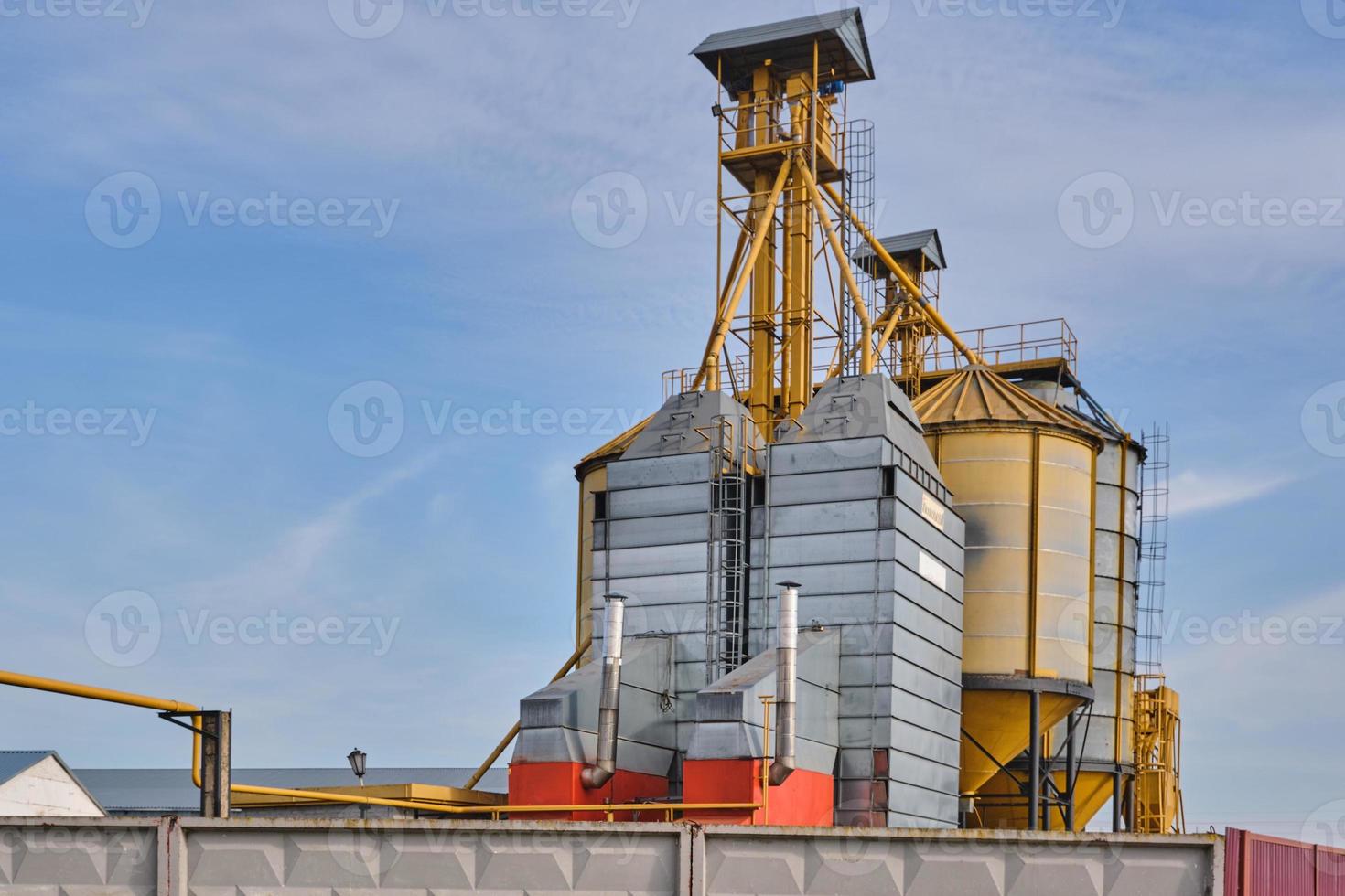 agro-processing plant for processing and silos for drying cleaning and storage of agricultural products, flour, cereals and grain photo