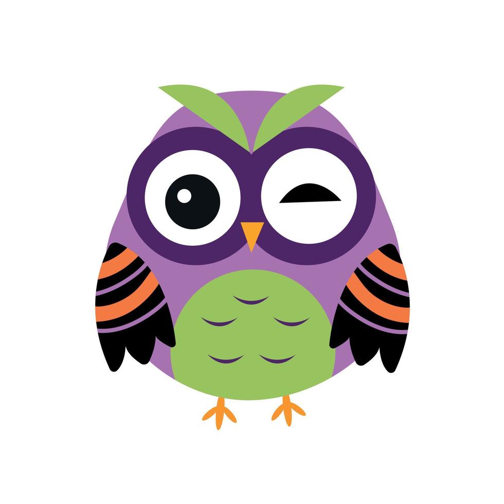 Bright owl on a white background. Vector isolated icon