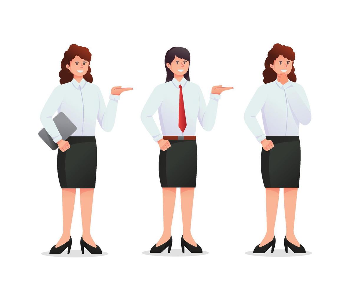 set of woman in suit. business woman illustration vector