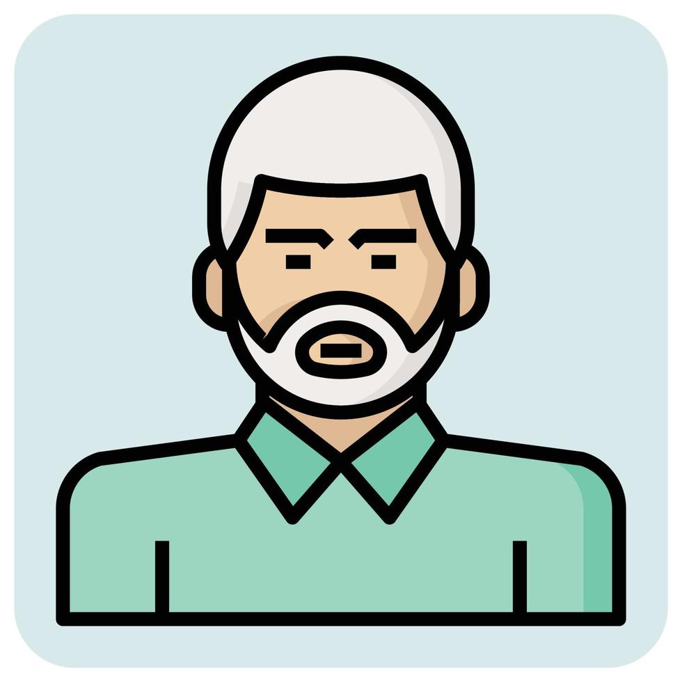 Filled outline profession icon for Old man. vector