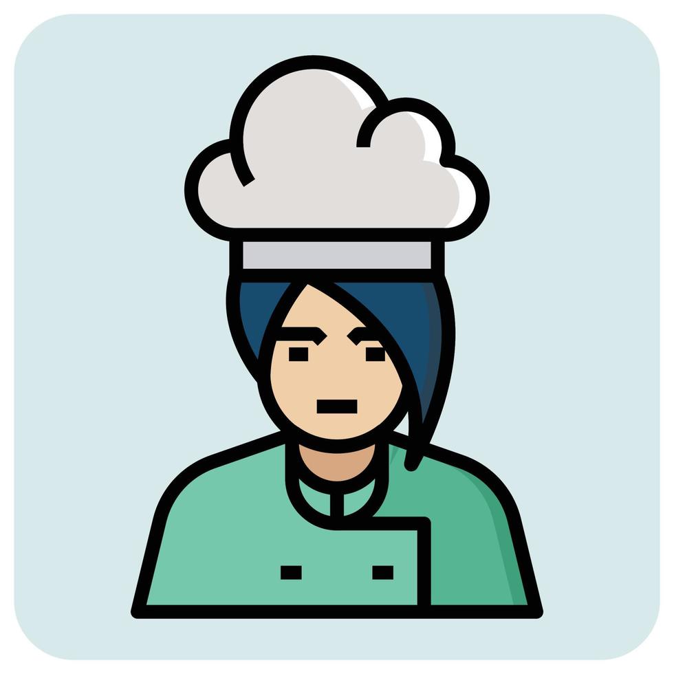 Filled outline profession icon for Chef. vector