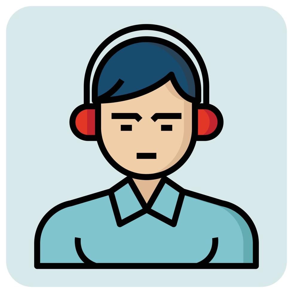 Filled outline profession icon for Call center job. vector