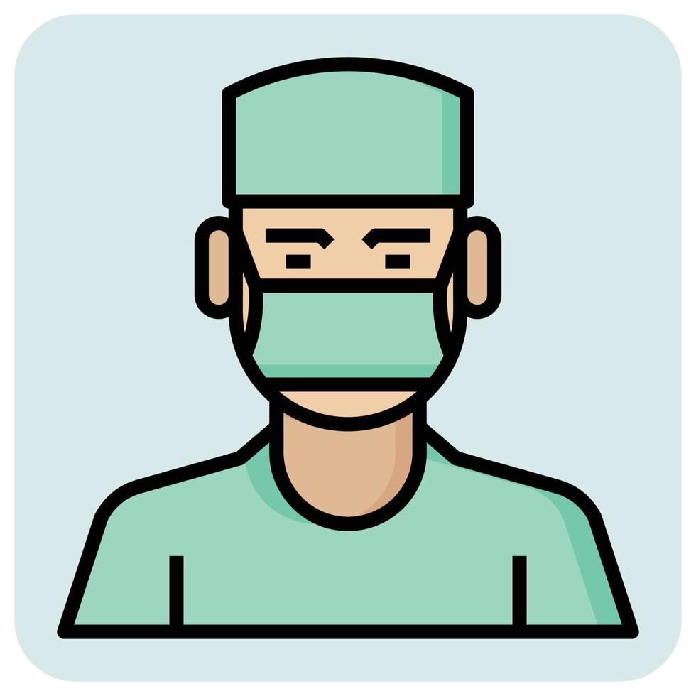 Filled outline profession icon for Surgeon doctor. vector