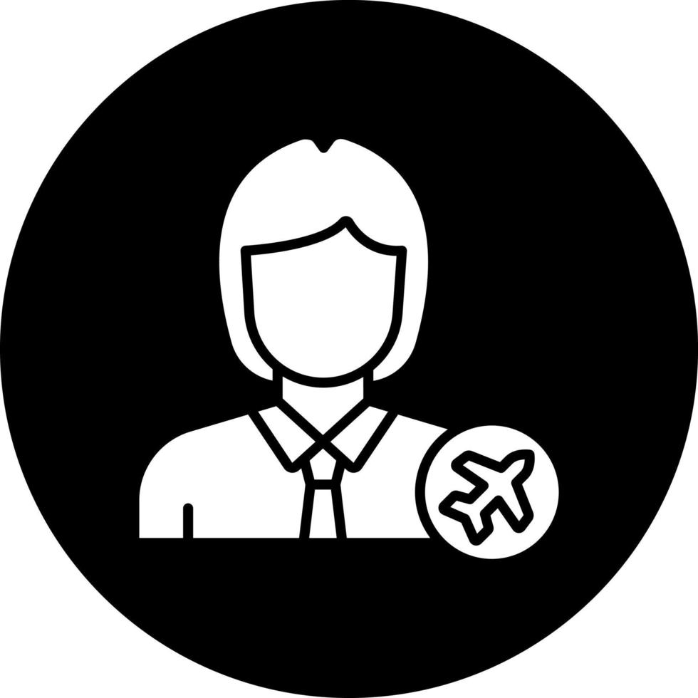 Female Flight Attendant Vector Icon Style