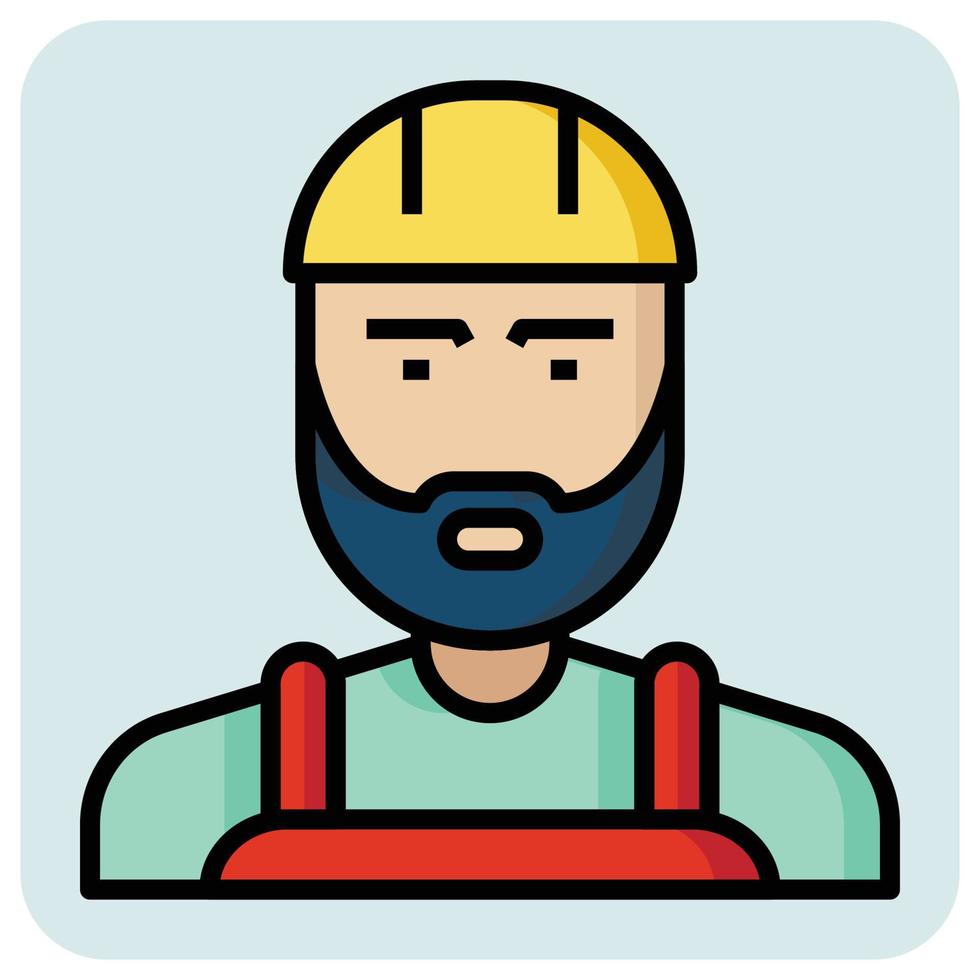 Filled outline profession icon for Engineer. vector