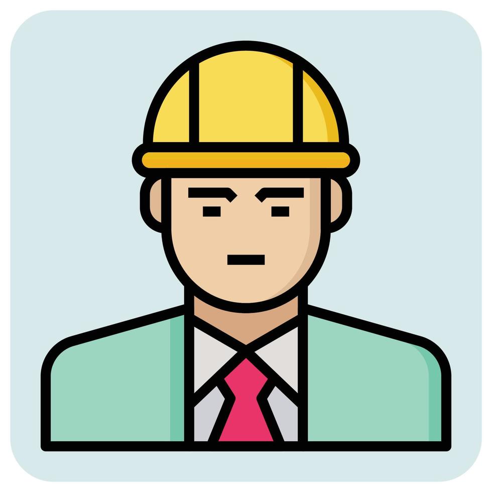 Filled outline profession icon for Engineer. vector