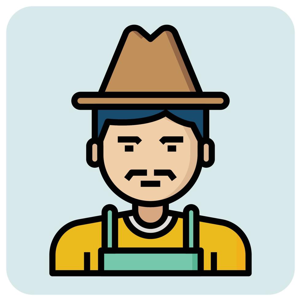 Filled outline profession icon for Cowboy. vector