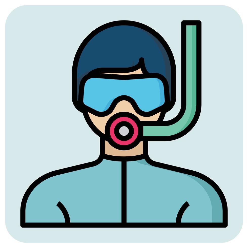 Filled outline profession icon for Scuba diver. vector