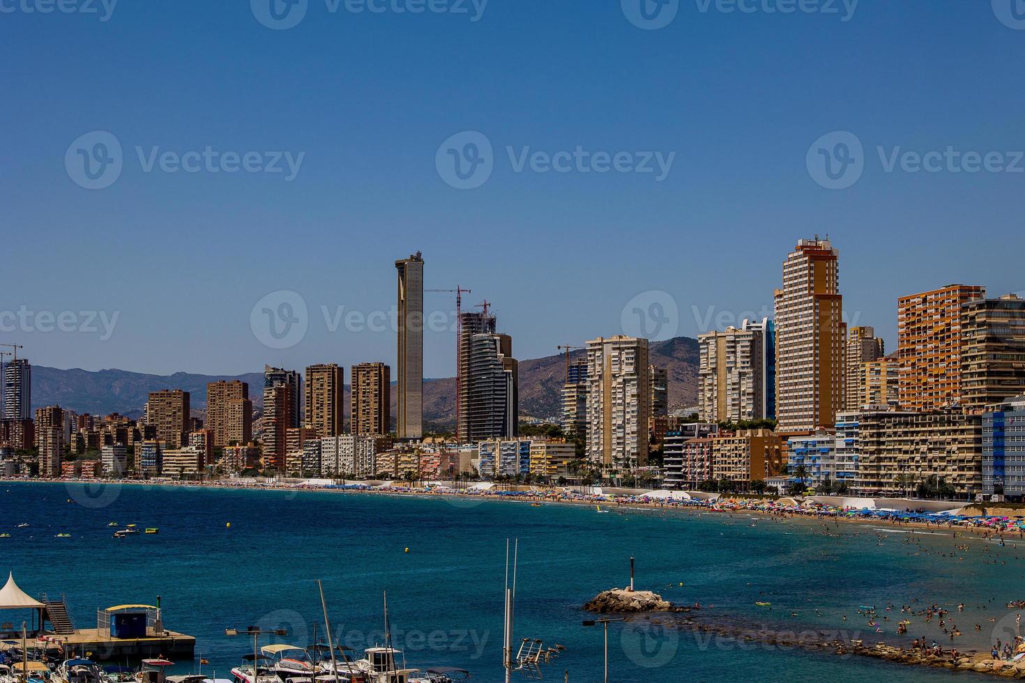 panorama view on a sunny day on the city of Benidorm Spain photo