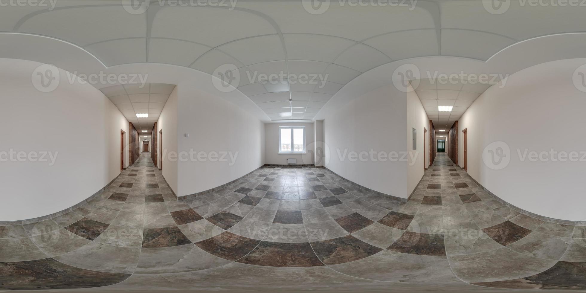 lleno sin costura esférico hdri 360 panorama en interior de vacío habitación y corredor con reparar en equirrectangular proyección, Listo Arkansas vr virtual realidad contenido foto