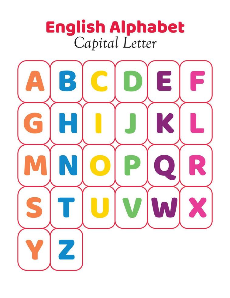 English alphabet chart for kids.Capital letter vector