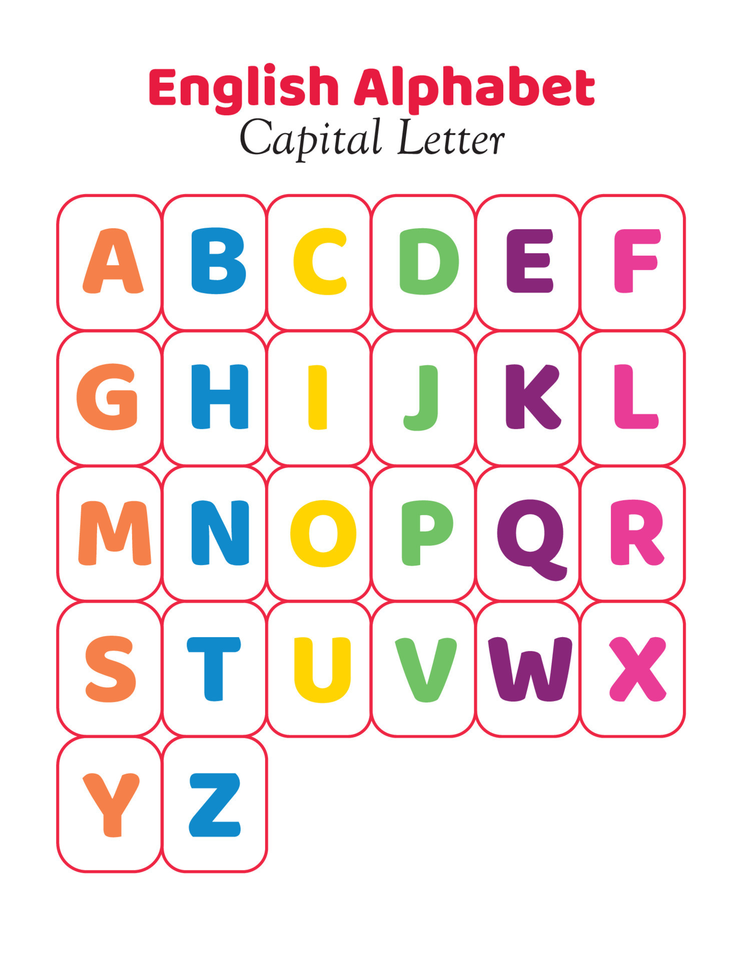 English Alphabet Chart For Kids Capital Letter 22683810 Vector Art At 