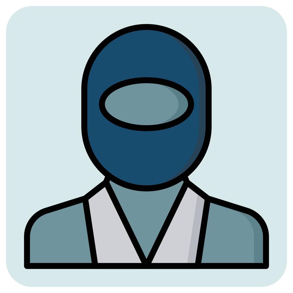 Filled outline profession icon for Ninja. vector