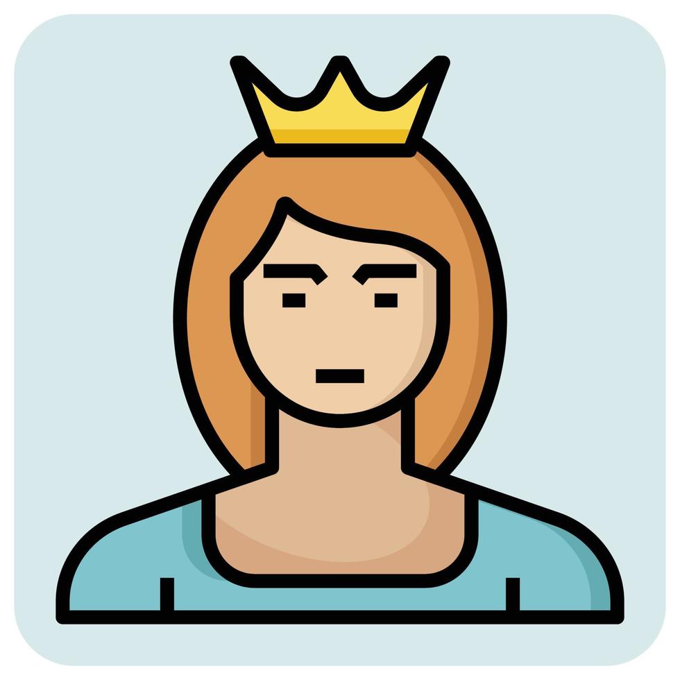 Filled outline profession icon for Queen. vector