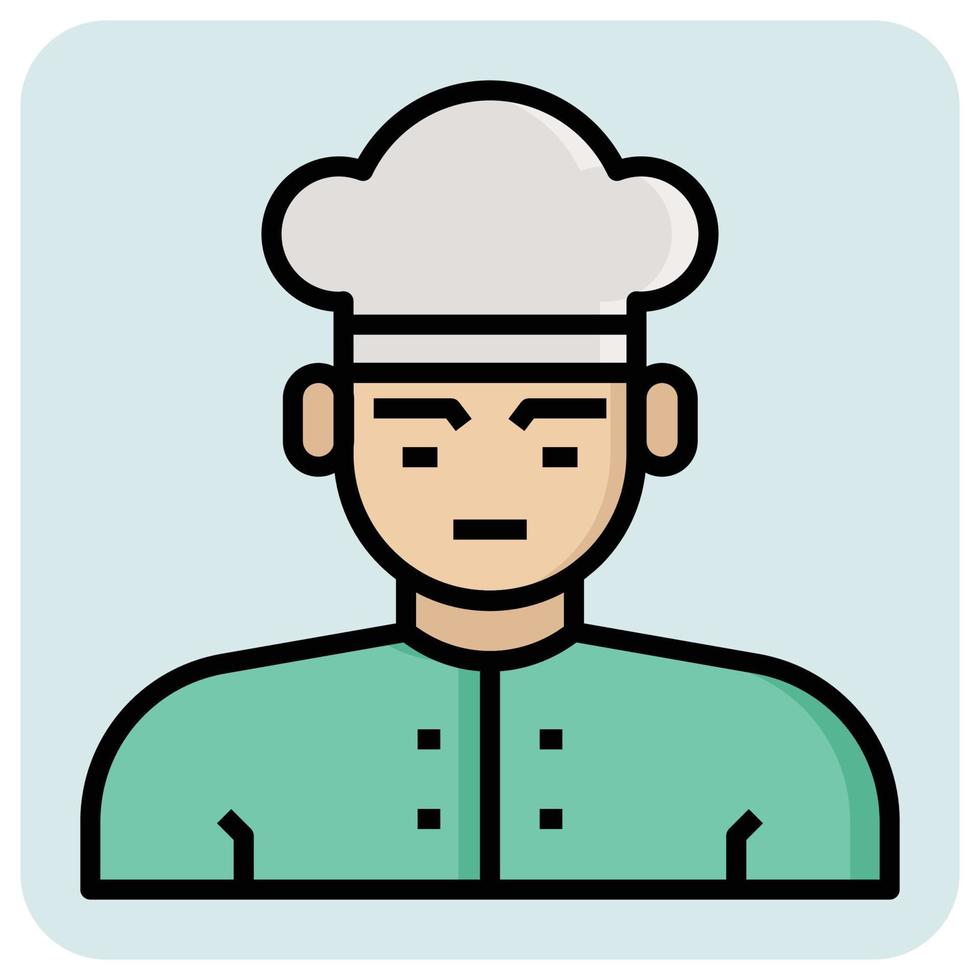 Filled outline profession icon for Chef. vector