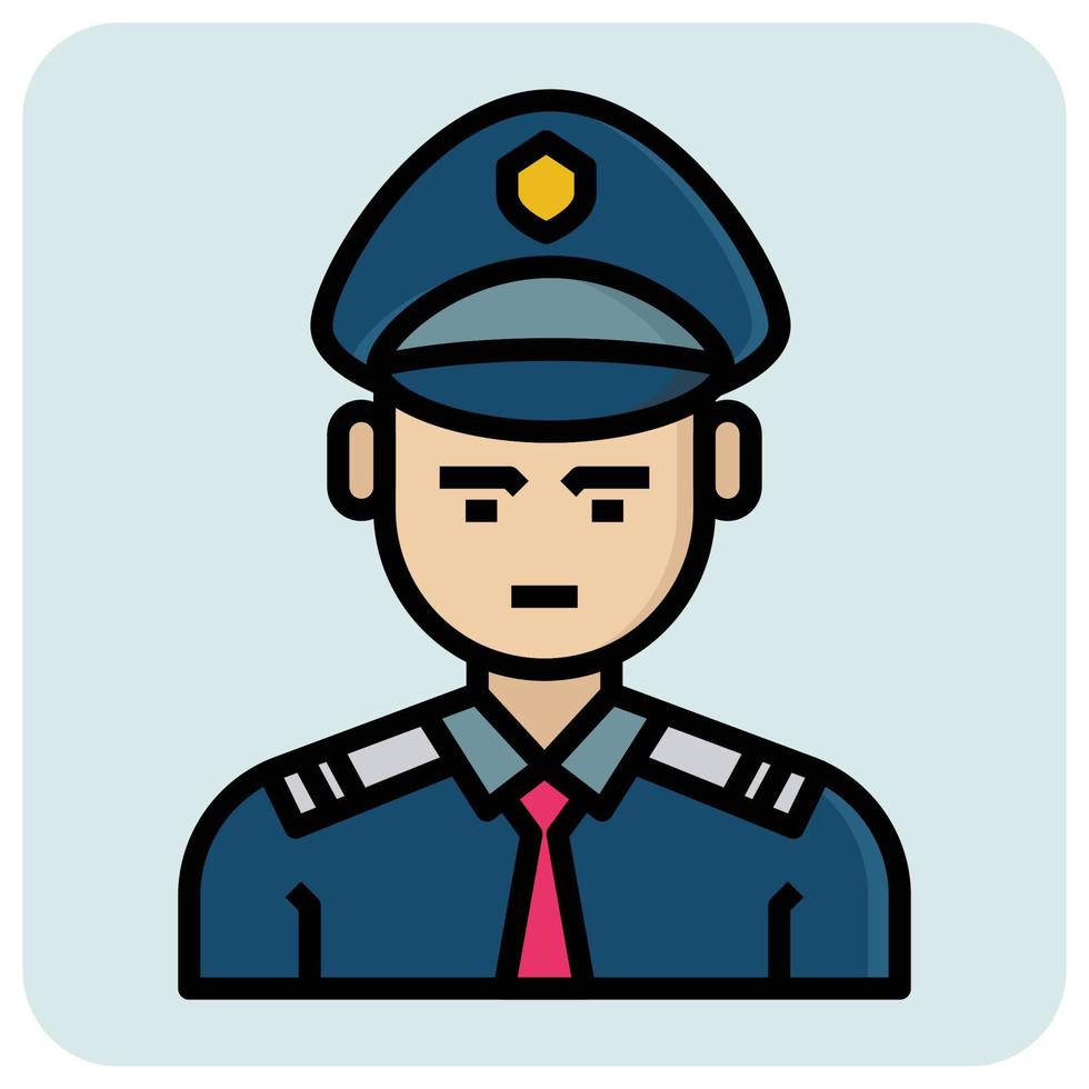 Filled outline profession icon for Pilot. vector