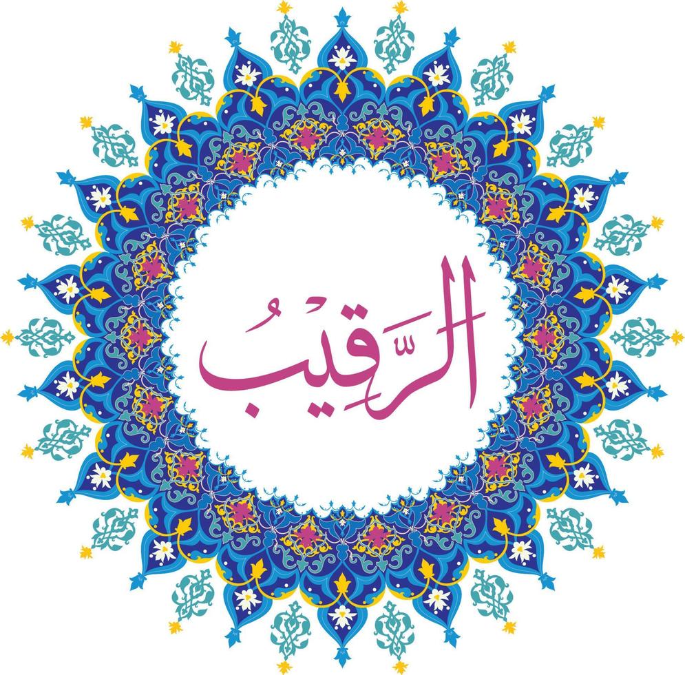 Ar Raqeeb 99 names of Allah with Meaning and Explanation vector