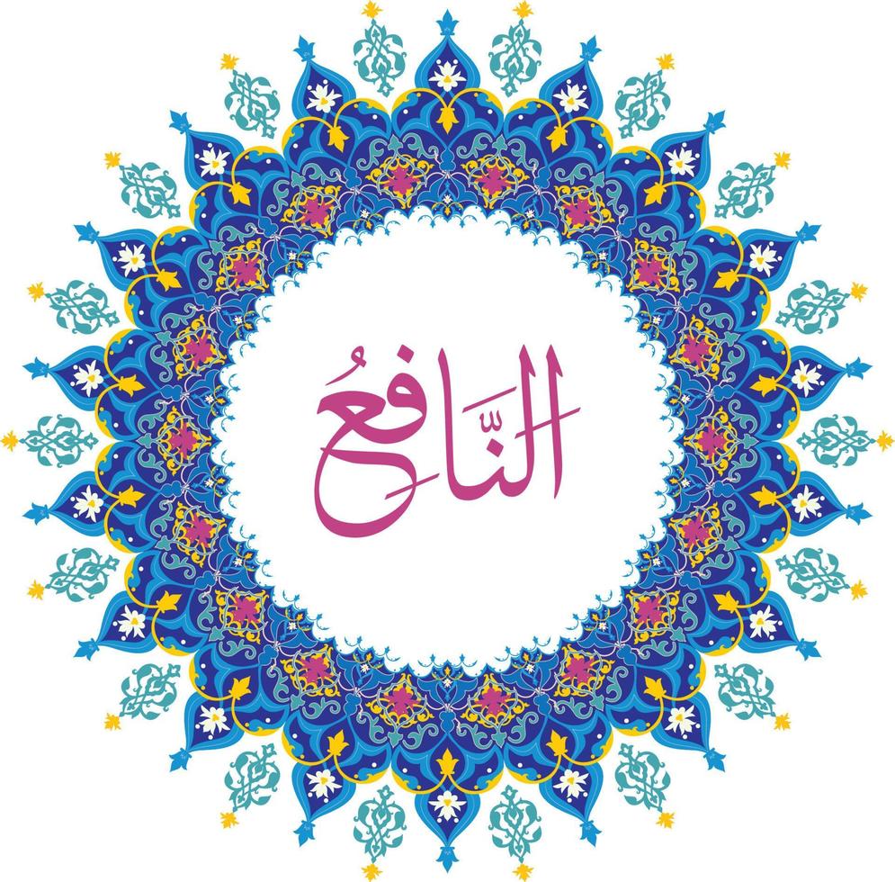 An Naafi 99 names of Allah with Meaning and Explanation vector