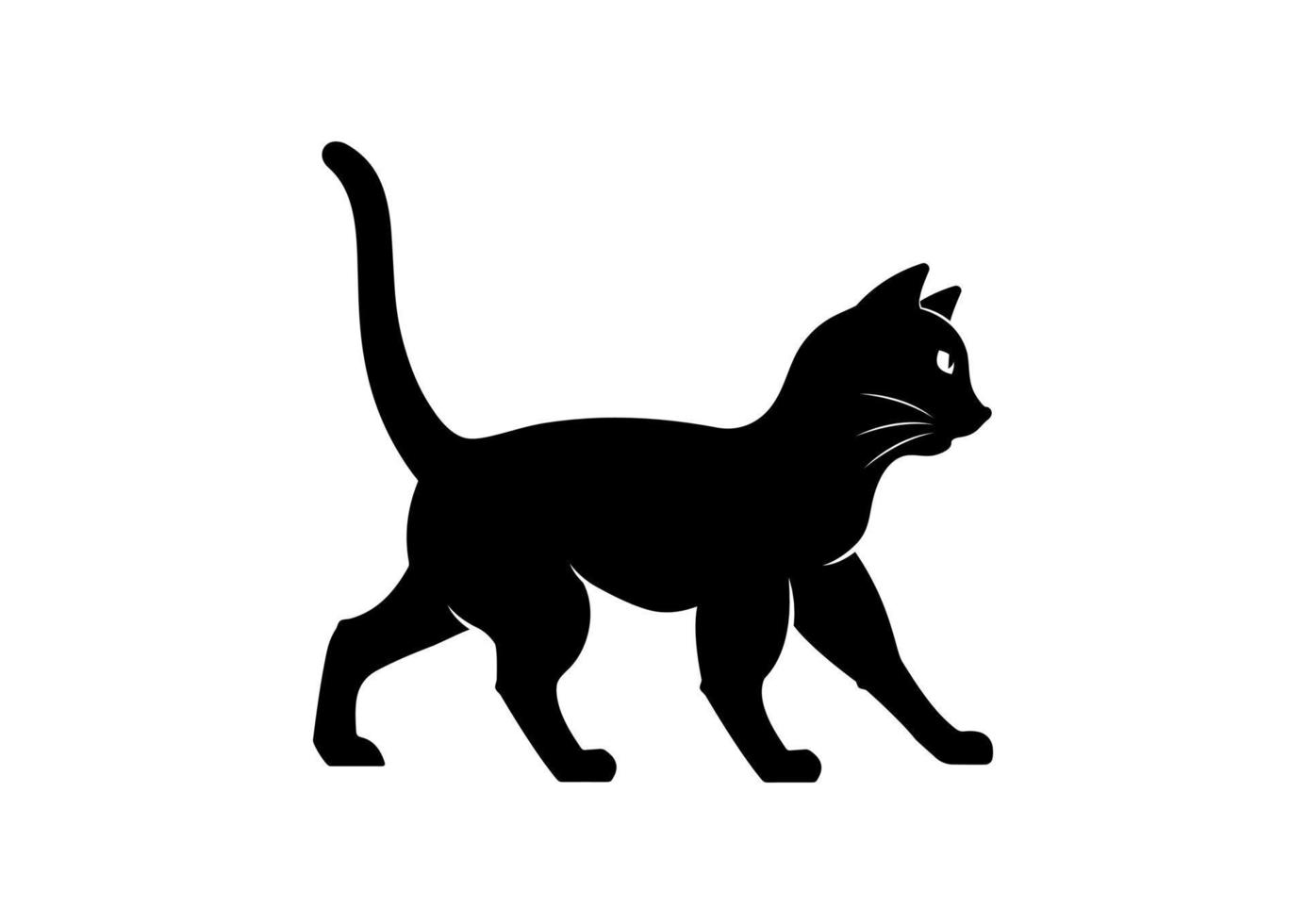 Black Cat Silhouette Clipart Vector on White Background