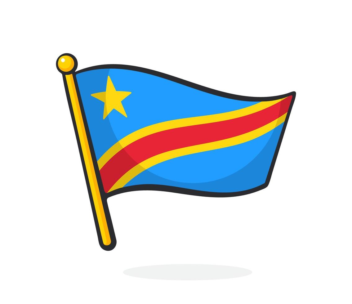 Cartoon illustration of national flag of Democratic Republic of the Congo vector