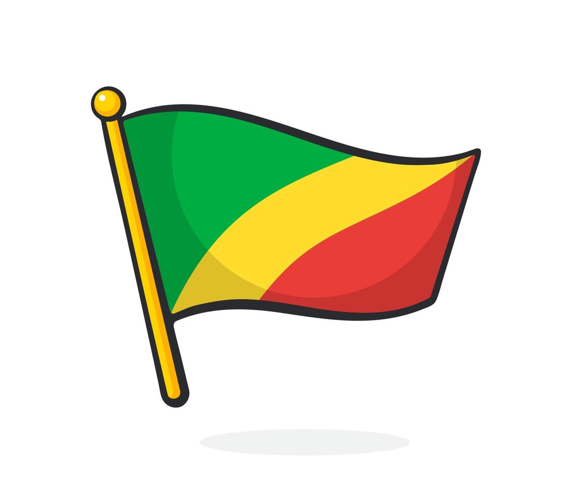 Cartoon illustration of national flag of the Republic of the Congo vector