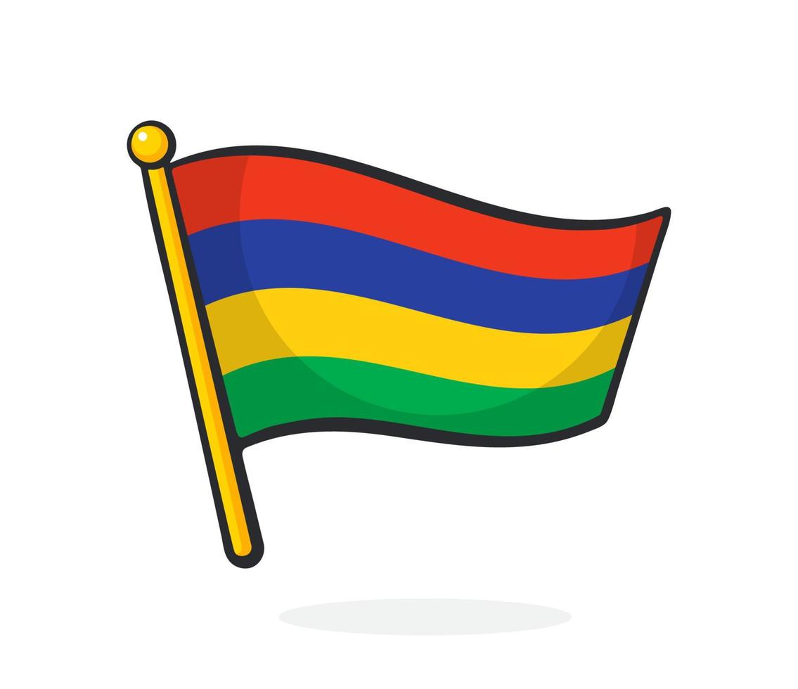 Cartoon illustration of national flag of Mauritius vector