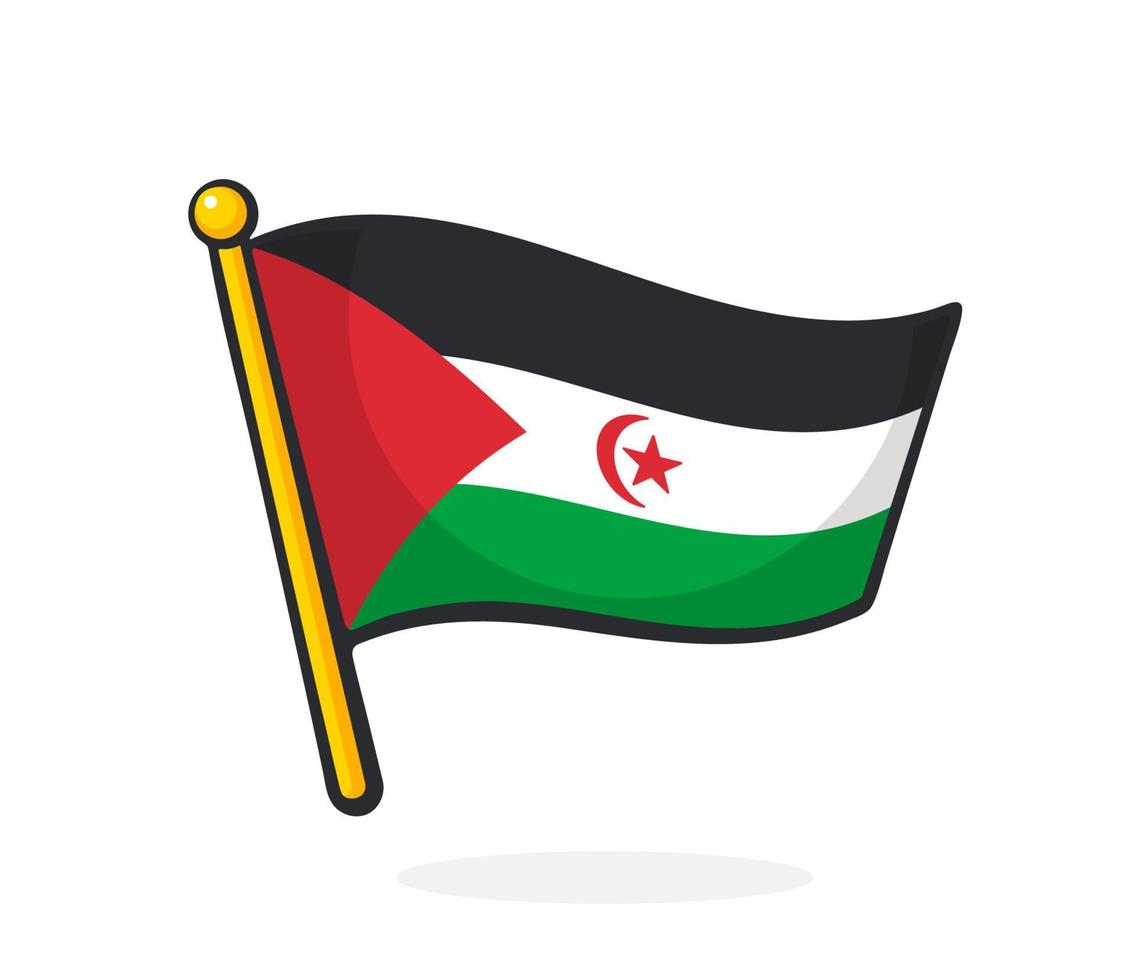 Cartoon illustration of flag of the Sahrawi Arab Democratic Republic vector