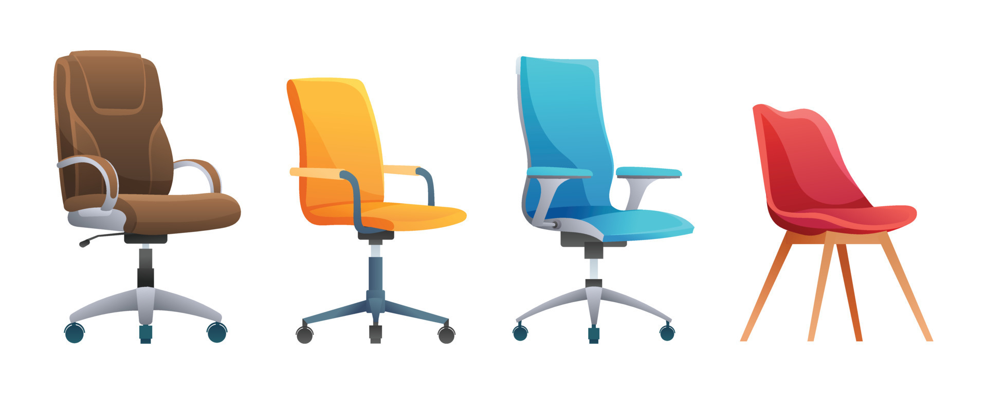 Set of different office chairs vector illustration isolated on white