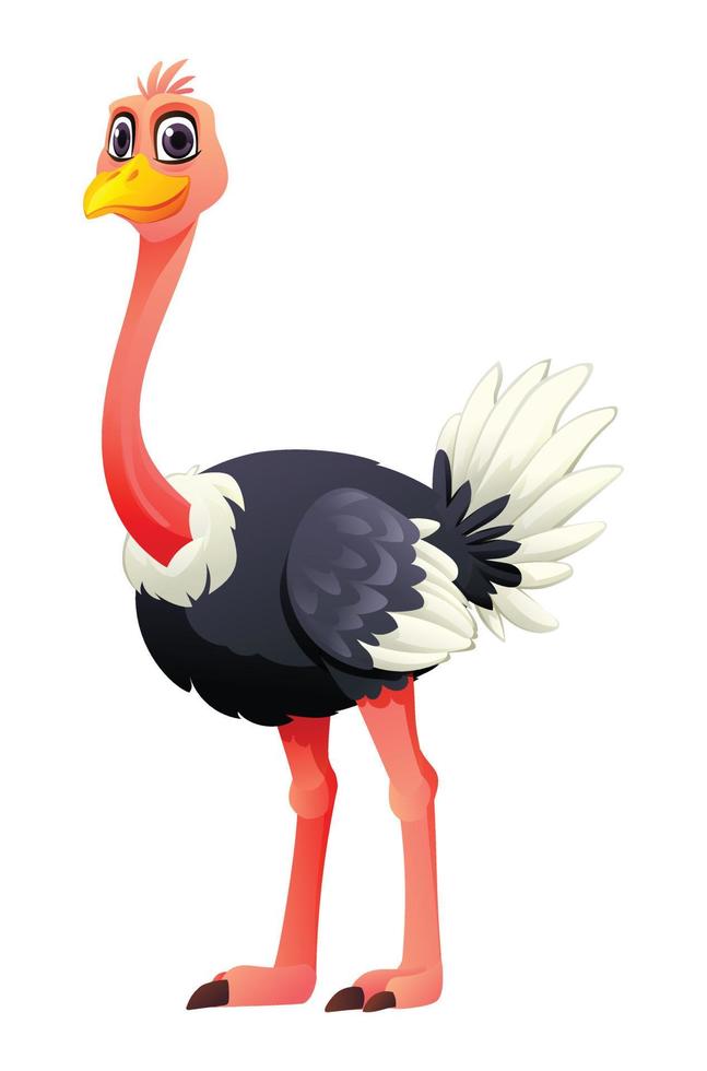 Cute ostrich cartoon illustration isolated on white background vector