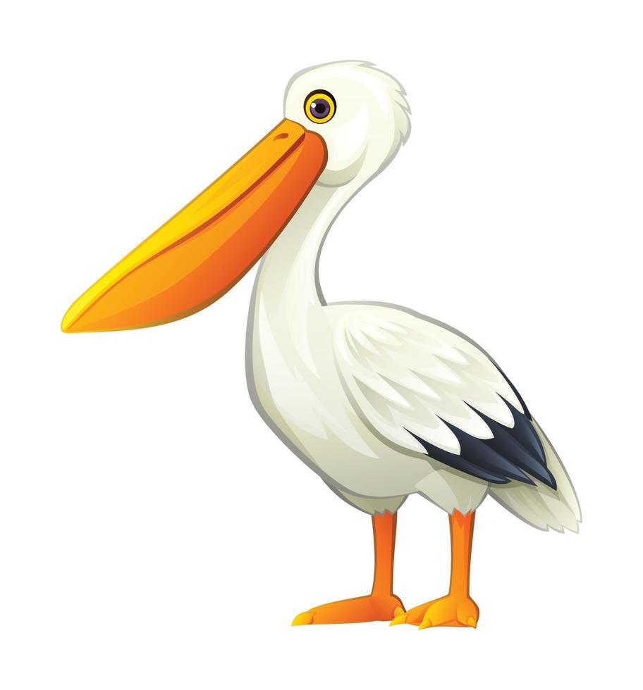 Cute pelican cartoon illustration isolated on white background vector