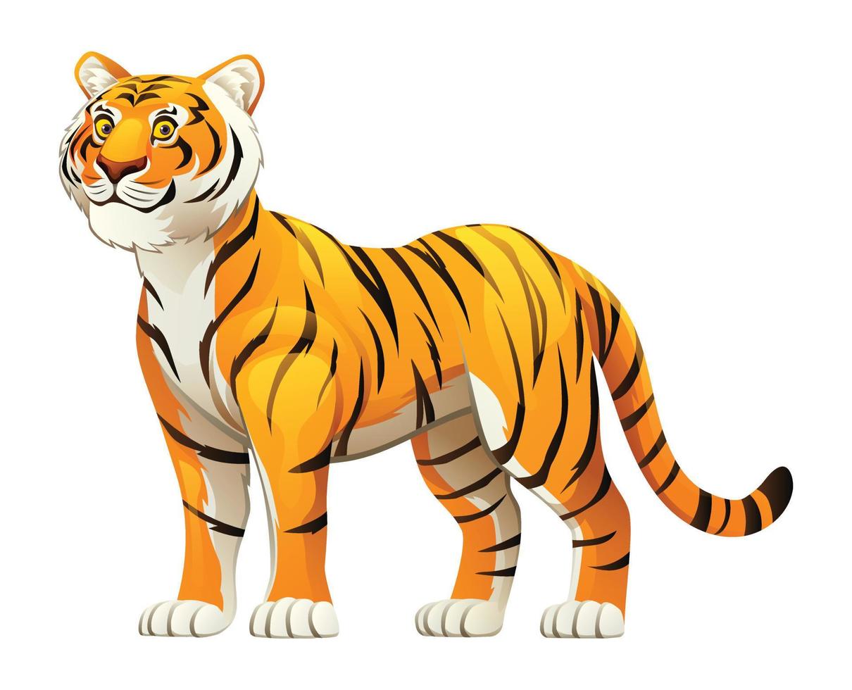 Tigre dibujos animados ilustración aislado en blanco antecedentes vector