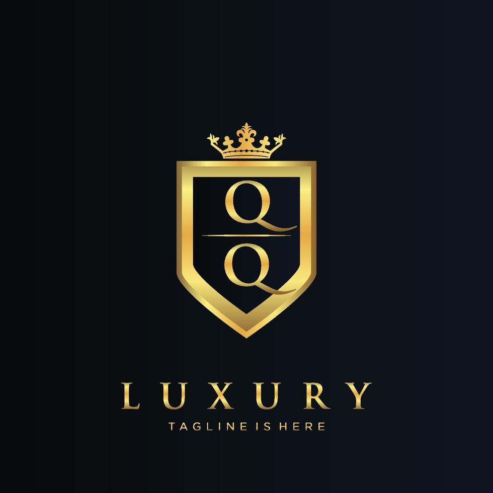 QQ Letter Initial with Royal Luxury Logo Template vector
