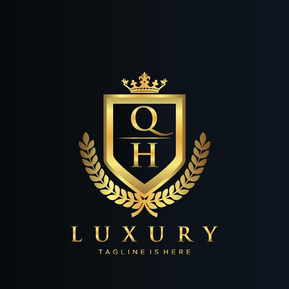 QH Letter Initial with Royal Luxury Logo Template vector