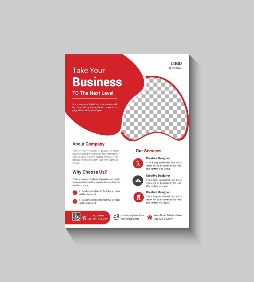 Simple Red Color Corporate Flyer Template Design vector